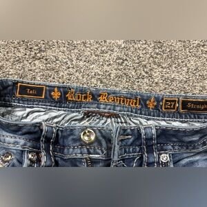 Price drop! Rock Revival Blue Jeans with Orange Stitching